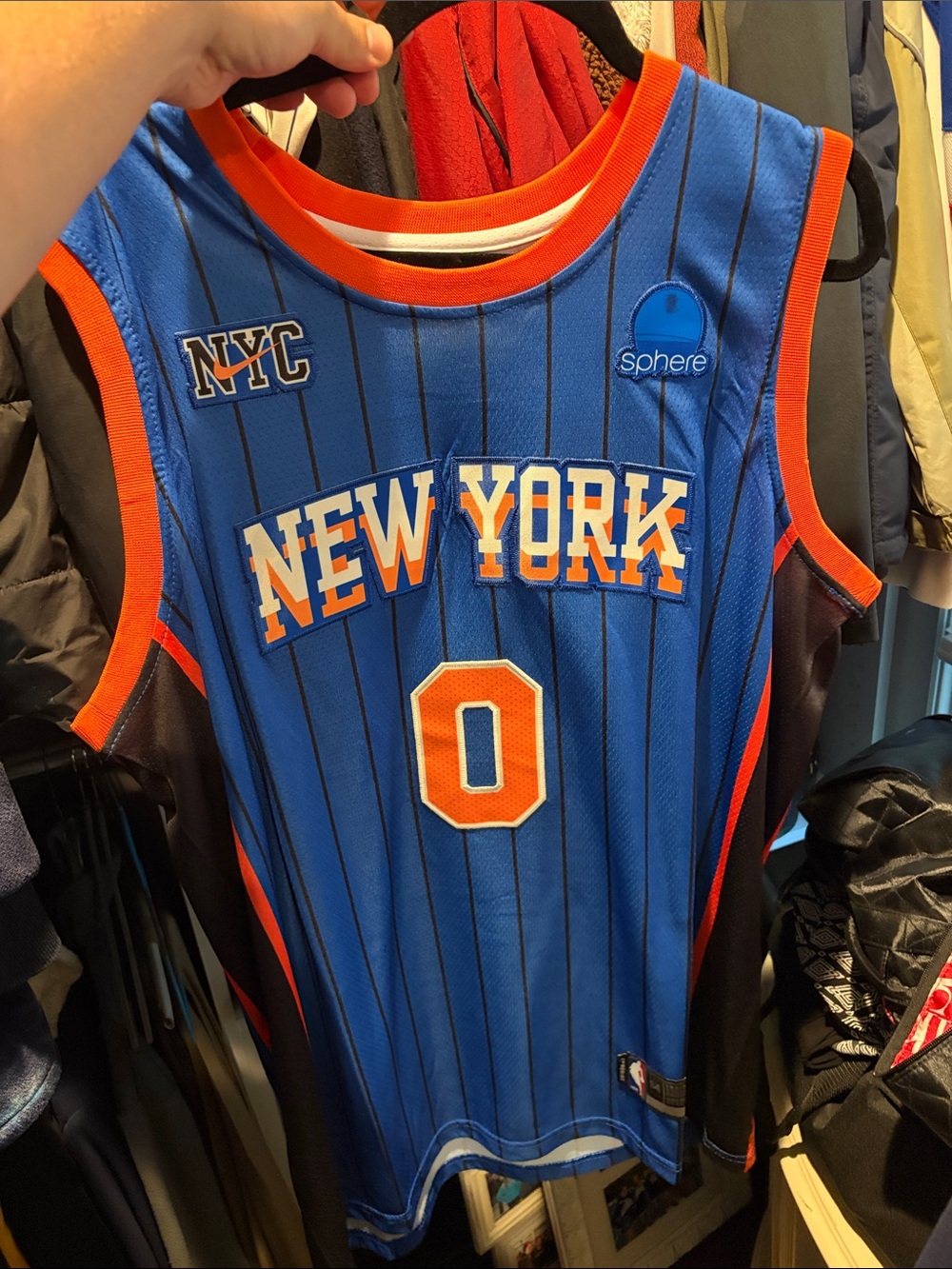 New York Blue & Orange Kids Basketball Jersey Top